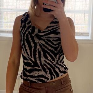 Zebra Print Halter Top and Skirt Set